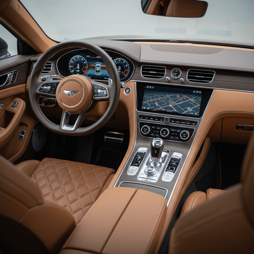 Hand-stitched leather interior detail